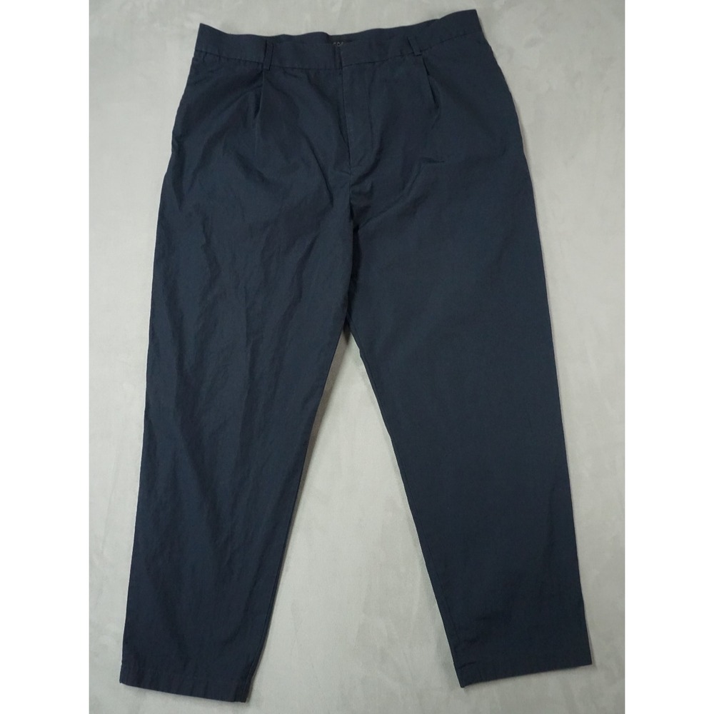 COS Wide Leg Pants Mens 38R Cropped Navy Blue Pleated Front High Waist